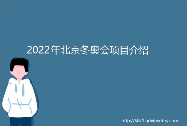 2022年北京冬奥会项目介绍